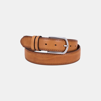Erkek Taba Oval Tokalı Deri Spor Kemer