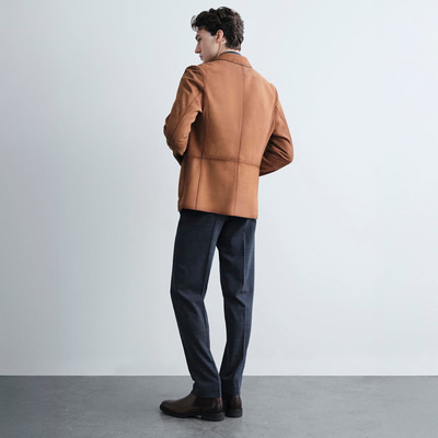 Erkek Taba Yakalı Süet Deri Blazer Ceket