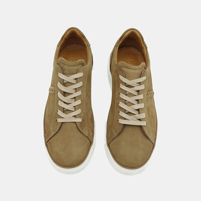 Erkek Vizon Bağcıklı Beyaz Tabanlı Süet Spor Ayakkabı