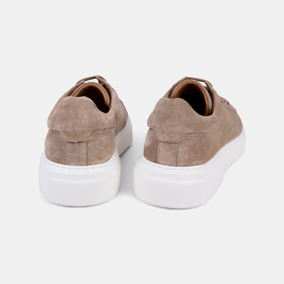 Erkek Vizon Bağcıklı Kalın Beyaz Tabanlı Süet Sneaker
