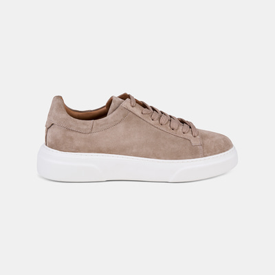 Erkek Vizon Bağcıklı Kalın Beyaz Tabanlı Süet Sneaker