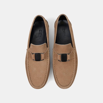 Erkek Vizon Metal Aksesuarlı Nubuk Deri Loafer