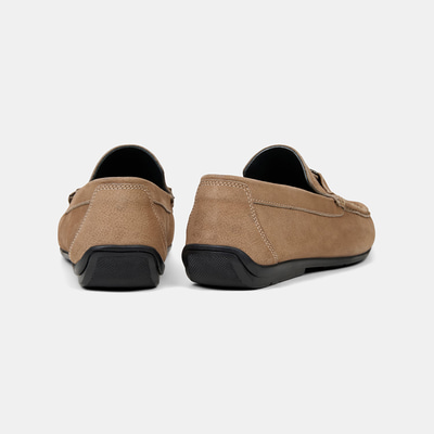 Erkek Vizon Metal Aksesuarlı Nubuk Deri Loafer