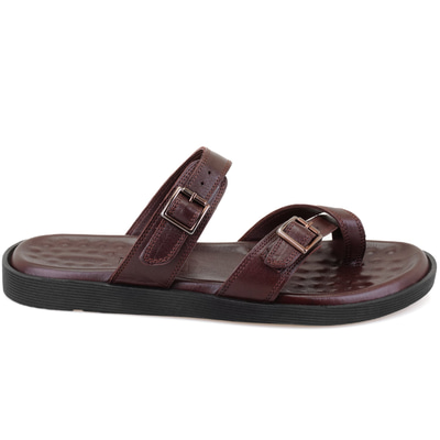 Essence Kahve Erkek Ayarlanabilir Tokalı Deri Terlik