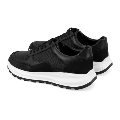 Esteban Siyah Erkek Deri Spor Ayakkabı