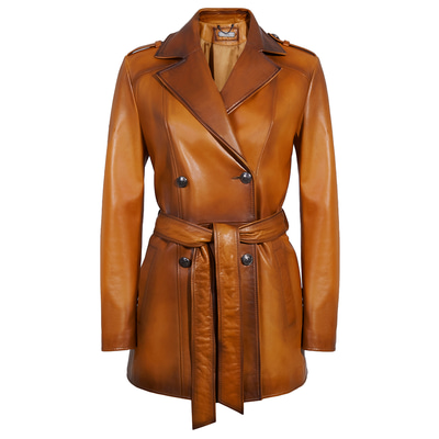 Ester Kadın Vintage Deri Trençkot