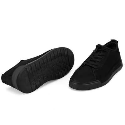 Estevan Siyah Erkek Nubuk Deri Günlük Ayakkabı