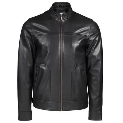 Eugenio Siyah Erkek Deri Kapüşonlu Mont