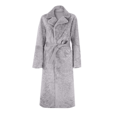 Evalyse Gri Kadın Çift Taraflı Kürk Kaban