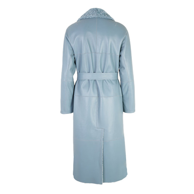 Evalyse Mavi Kadın Çift Taraflı Kürk Kaban