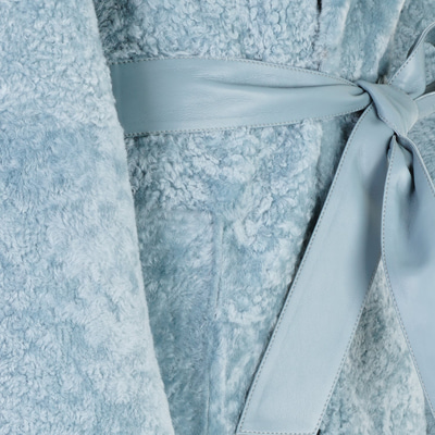 Evalyse Mavi Kadın Çift Taraflı Kürk Kaban