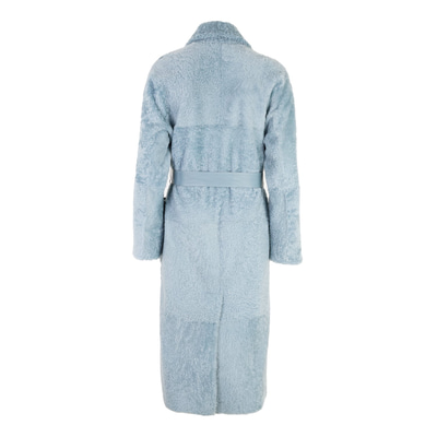 Evalyse Mavi Kadın Çift Taraflı Kürk Kaban