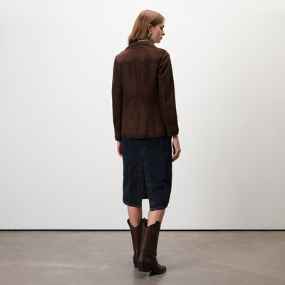 Evangel Kahve Kadın Süet Blazer Ceket