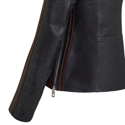 Ewelina Lacivert Kadın Fit Deri Ceket