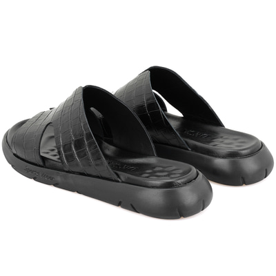 Fabiola Siyah Erkek Kroko Baskılı Deri Terlik