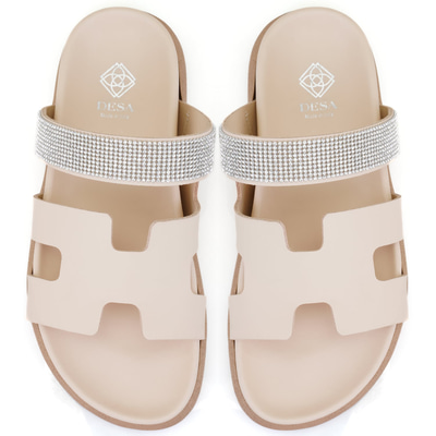 Fanetta Bej Kadın DesaComfort Tabanlı Deri Terlik