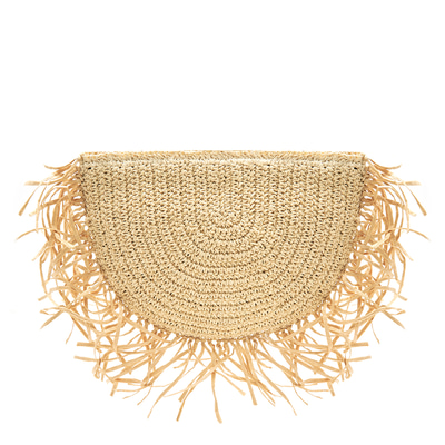 Fangie Ekru Kadın Hasır Clutch 