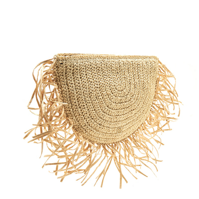 Fangie Ekru Kadın Hasır Clutch 