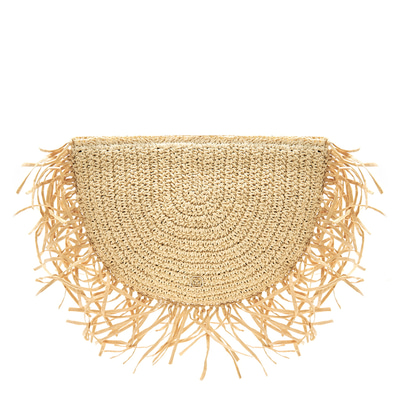 Fangie Ekru Kadın Hasır Clutch 