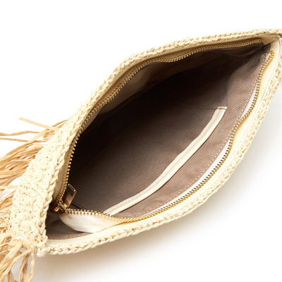 Fangie Ekru Kadın Hasır Clutch 