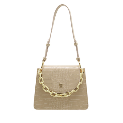 Fayetta Ekru Kadın Zincir Detaylı Omuz Çantası