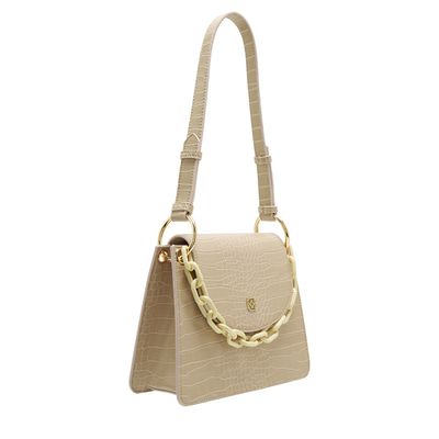 Fayetta Ekru Kadın Zincir Detaylı Omuz Çantası