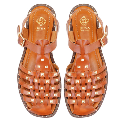 Firida Taba Kadın Ayarlanabilir Tokalı Deri Sandalet