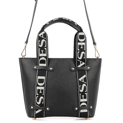 Flieder Siyah Kadın Desa Logo Askılı Deri El Çantası