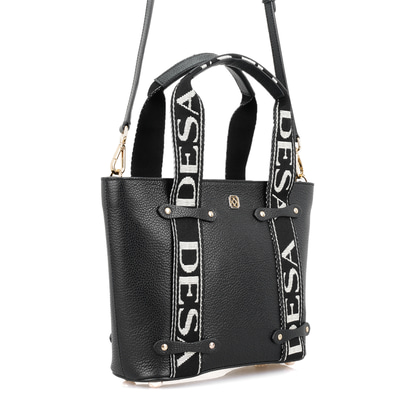 Flieder Siyah Kadın Desa Logo Askılı Deri El Çantası