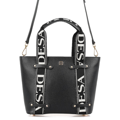 Flieder Siyah Kadın Desa Logo Askılı Deri El Çantası