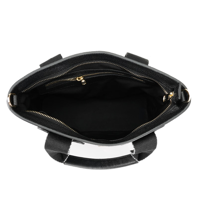 Flieder Siyah Kadın Desa Logo Askılı Deri El Çantası