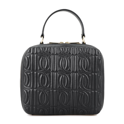 Florence Siyah Kadın Monogram Kapitone Deri Omuz Çantası