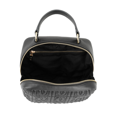 Florence Siyah Kadın Monogram Kapitone Deri Omuz Çantası