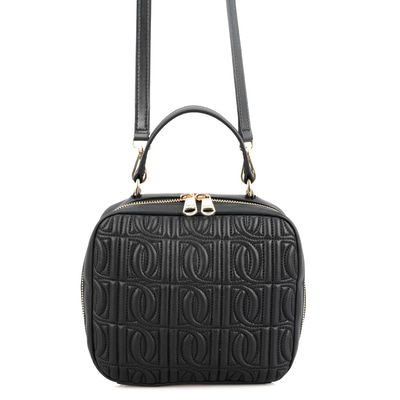 Florence Siyah Kadın Monogram Kapitone Deri Omuz Çantası
