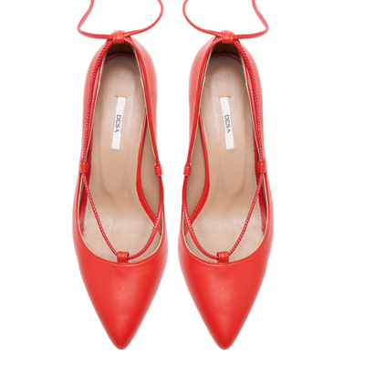 Follafe Kırmızı Kadın Deri Klasik Ayakkabı