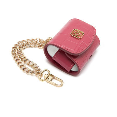 Fuşya Zincir Detaylı Deri Airpods Pro Kılıfı