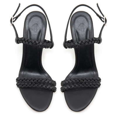 Gellano Siyah Kadın Örgü Topuklu Sandalet