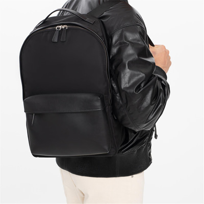 Glenn Siyah Erkek Deri Sırt Çantası
