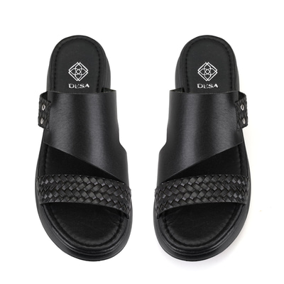 Gretta Siyah Kadın Dolgu Topuklu Deri Terlik