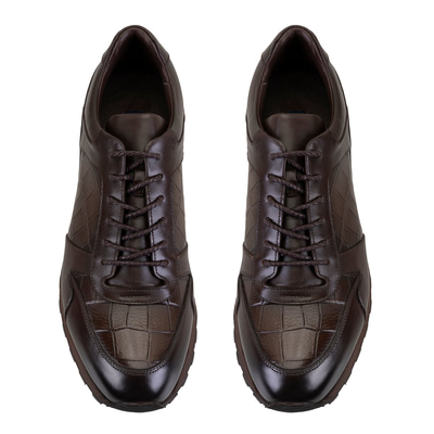 Greyson Kahve Erkek Kroko Baskılı Deri Günlük Ayakkabı