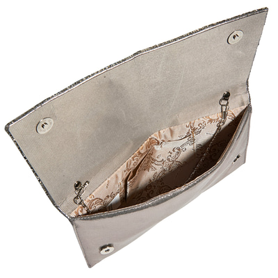 Gri Ernest Zincir Detaylı Kadın Gece Çantası