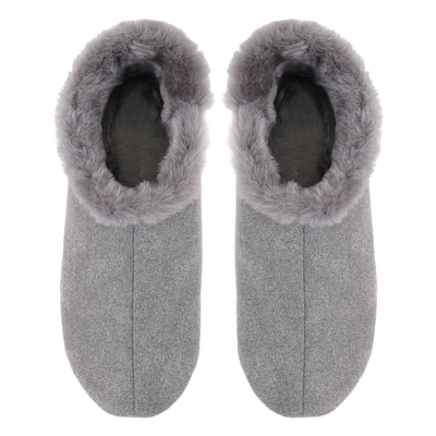 Gri Kadın Fluffy Yünlü Patik