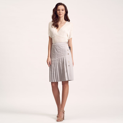 Gri Kadın Pileli Etek