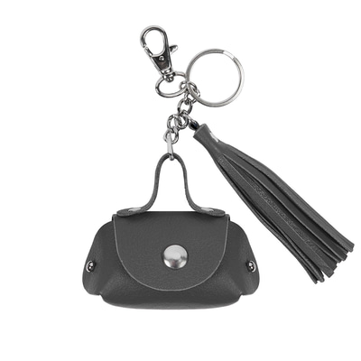 Gri Mini Deri Anahtarlık
