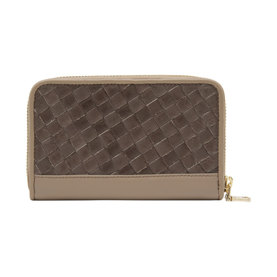 Gri Örgü Deri Kadın Cüzdan