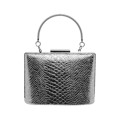 Gümüş Tulip Zincir Detaylı Kadın Gece Çantası