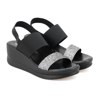 Haille Siyah Kadın Dolgu Topuklu Sandalet