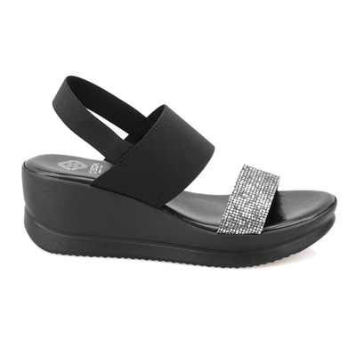 Haille Siyah Kadın Dolgu Topuklu Sandalet