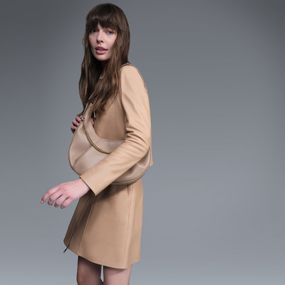 Helen Bej Kadın Deri Etek