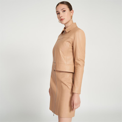 Helen Bej Kadın Deri Etek